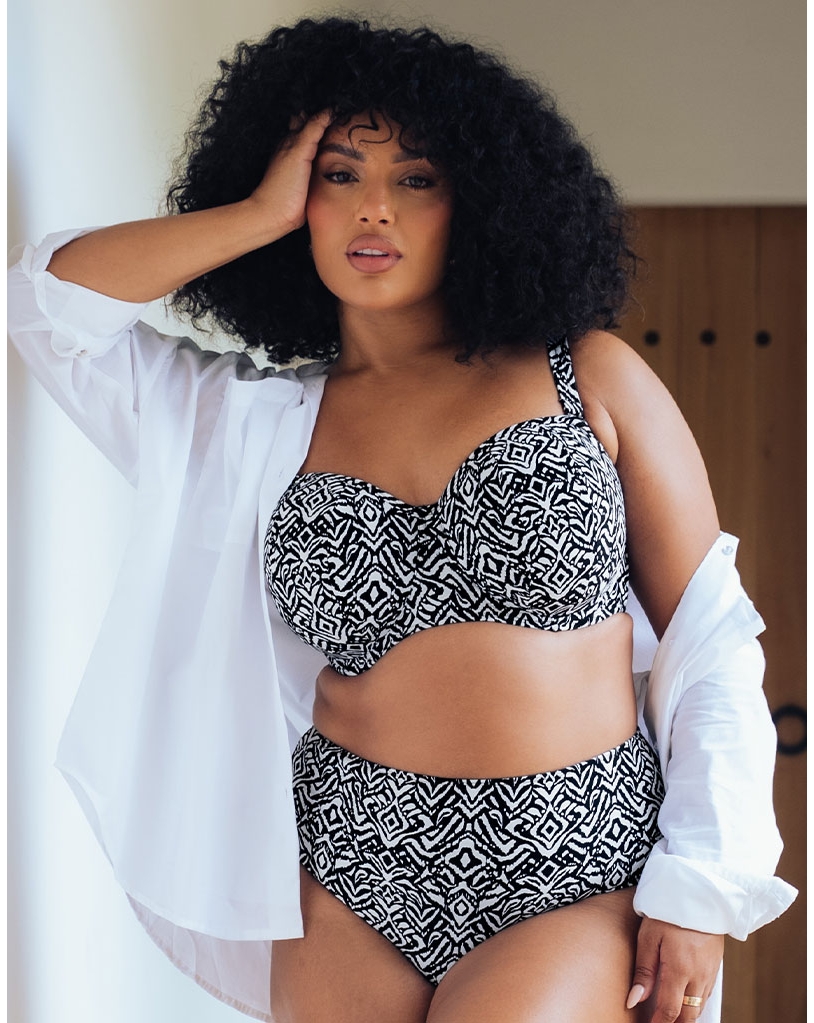 Curvy Kate Women's Wild Horizon High Waist Bikini Briefs Swimwear in Black | Size: 2XL